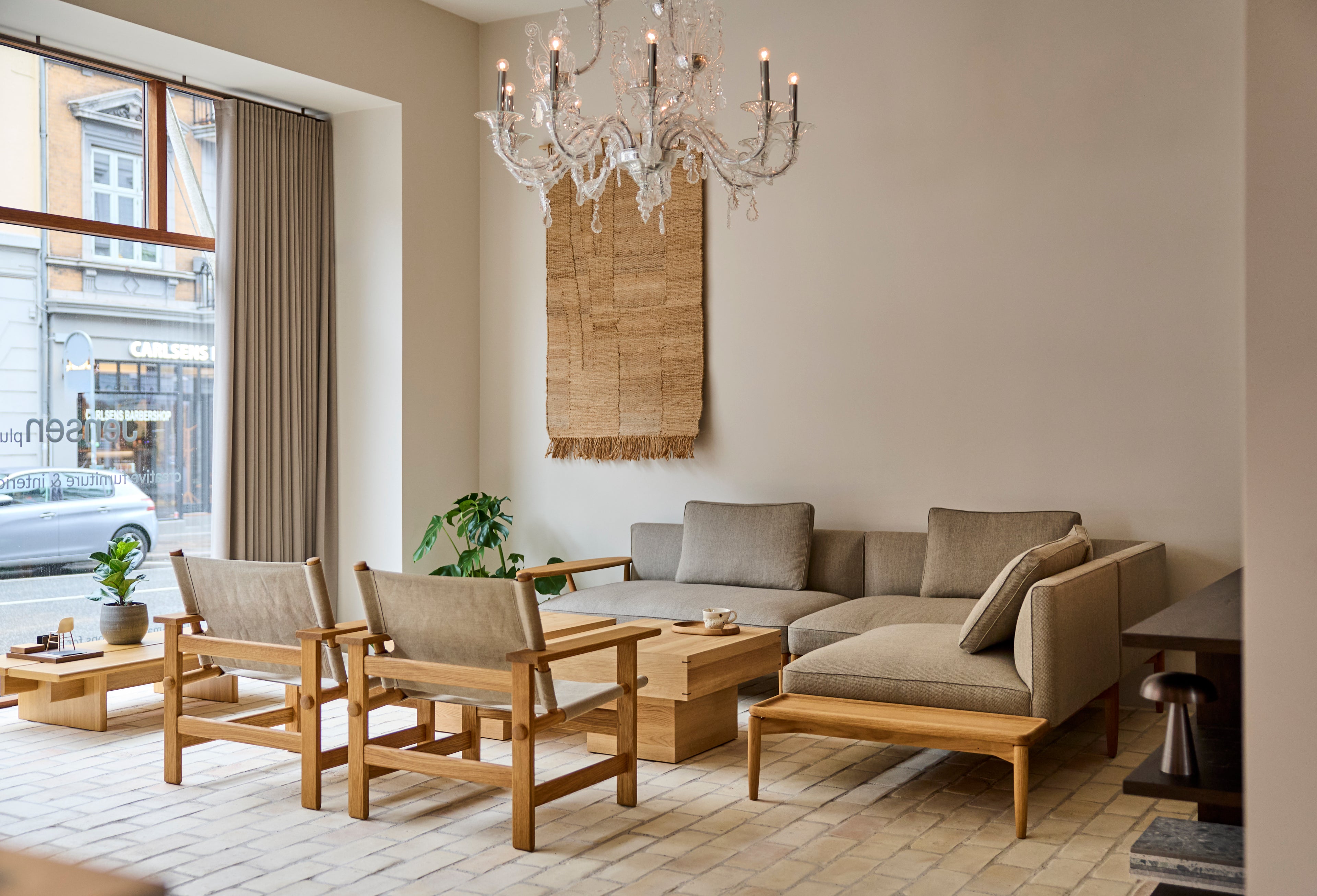 Carl Hansen sofa with Canvas Chair from Fredericia and Karimoku sofa table